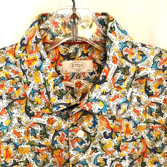 ETON Floral Slim Fit Button Down Shirt - Picture 4 of 8